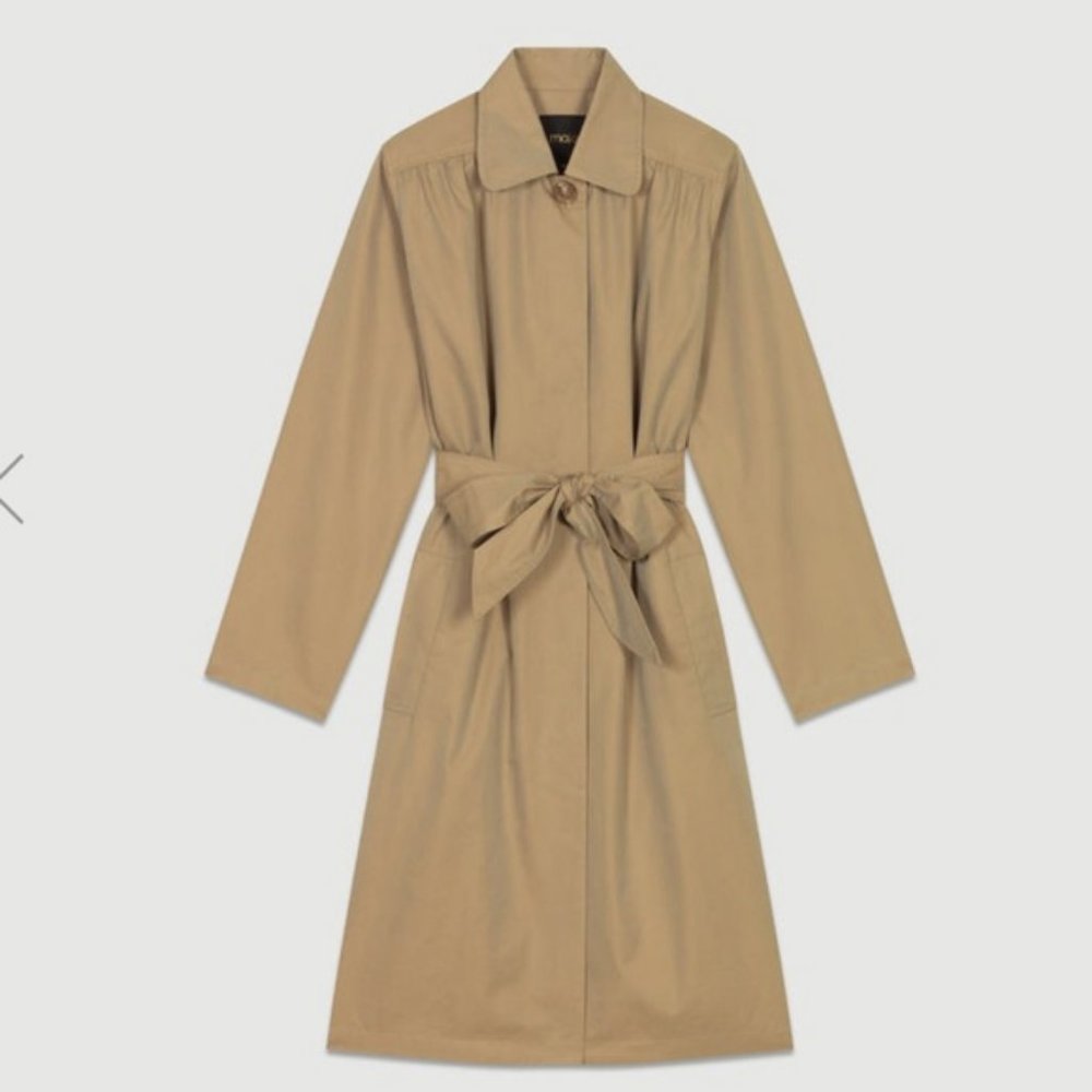 Maje Gamby trench coat belted jacket camel